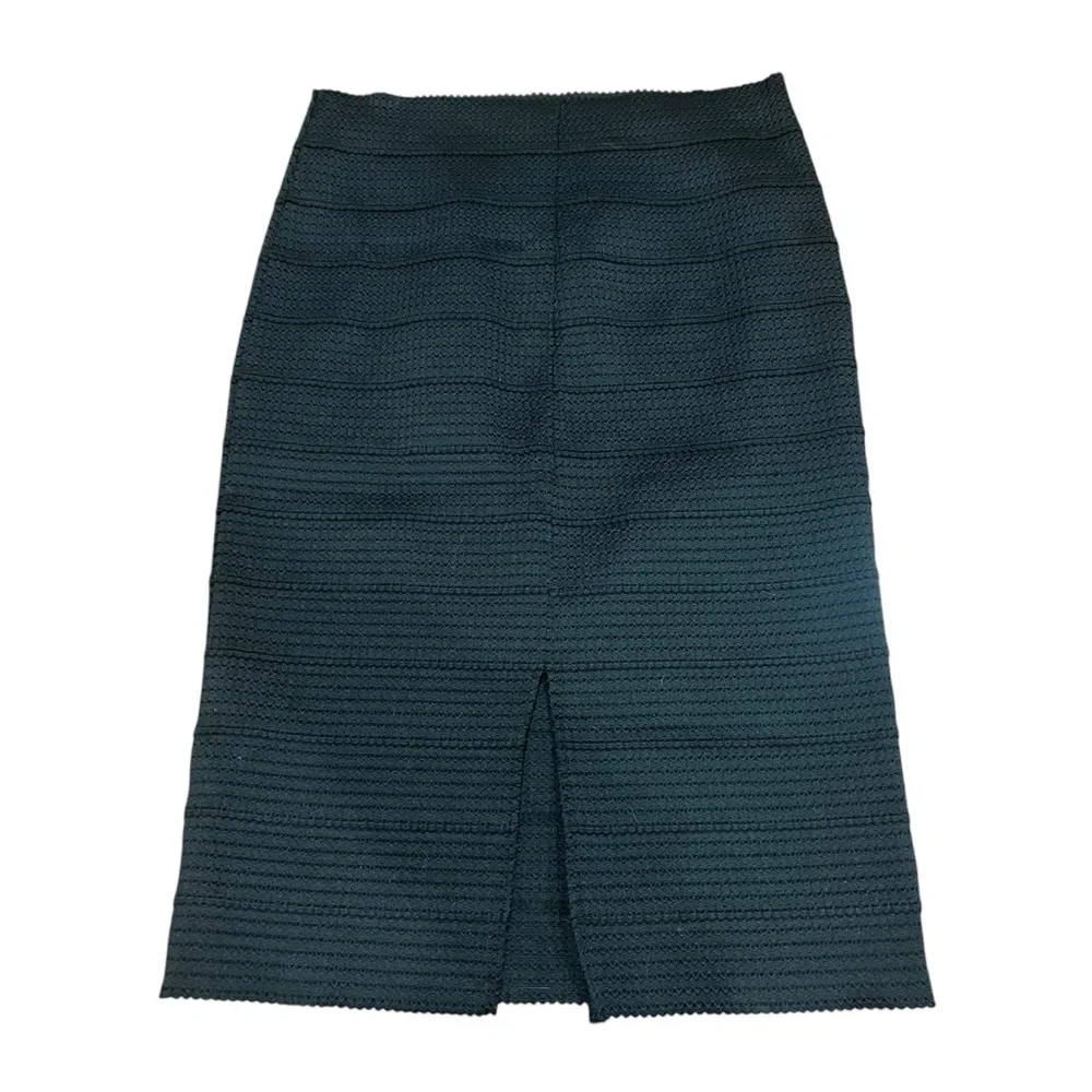 New‎ York & Company Women Medium Black Textured Midi Pencil Skirt Slit Business